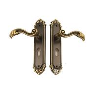 CWHHTVBI Chinese Style Pure Copper Solid Wood Door Lock Bedroom Retro Indoor Silent European Handle Simple(224 24 Bronze)