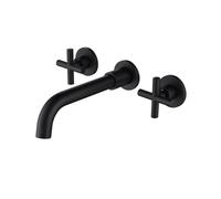 CWHHTVBI Wall Mounted Bathroom Sink Faucet Sturdy Brass Construction Drip-Free Cartridge Sleek Design Matte Black Finish
