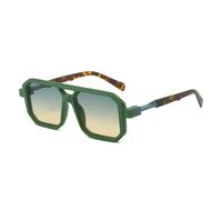 CWINAD Double Bridges Square Sunglasses Women Gradient Shades UV400 Polygon Men Sun Glasses,Green green yellow,One size