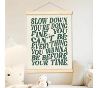 CWIOQPYI Song Lyrics Wall Art, Slow Down You're Doing Fine Poster Hanger Frame for Bedroom Decor, 12x16 Inches 70s Retro Gifts for Music Lovers - D14