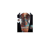 CWKOON Paisley Floral Mens Tie Formal Necktie Pocket Squares Ties Clips Cufflinks Classic for Men Set, Paisley Light Blue Orange, One Size