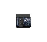 CWKOON Paisley Floral Mens Tie Formal Necktie Pocket Squares Ties Clips Cufflinks Classic for Men Set, White Blue, One Size
