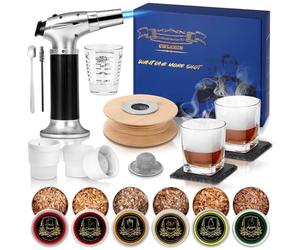 CWLAKON Cocktail Smoker Kit with Torch, Bourbon Whiskey Smoker Infuser Kit, 6 Flavors Wood Chips, 2 Glasses, Old Fashioned Drink Smoker Kit, Christmas Birthday Gifts for Men, Dad, Husband(No Butane)