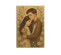 CWLLOG Canvas Prints Wall Art Posters Abstract Couple Embracing in Roses Unframe-style Modern Living Room And Bedroom Decor 16x24inch(40x60cm)