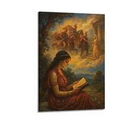 CWLLOG Canvas Prints Wall Art Posters Abstract Woman Reading with Warriors Frame-style Modern Living Room And Bedroom Decor 08x12inch(20x30cm)