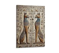CWLLOG Canvas Prints Wall Art Posters Animal Ancient Egyptian Cat Relief Mural Frame-style Modern Living Room And Bedroom Decor 24x36inch(60x90cm)