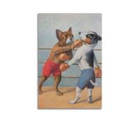 CWLLOG Canvas Prints Wall Art Posters Animal Creation Anthropomorphic Dogs in Boxing Ring Modern Living Room And Bedroom Artwork Decor 12x18inch(30x45cm)