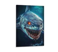 CWLLOG Canvas Prints Wall Art Posters Animal Deep Sea Red-Eyed Shark Frame-style Modern Living Room And Bedroom Decor 12x18inch(30x45cm)