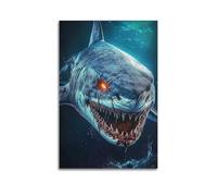 CWLLOG Canvas Prints Wall Art Posters Animal Deep Sea Red-Eyed Shark Unframe-style Modern Living Room And Bedroom Decor 16x24inch(40x60cm)
