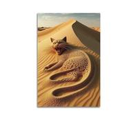 CWLLOG Canvas Prints Wall Art Posters Animal Fantasy Photography Desert Sand Leopard Roar Modern Living Room And Bedroom Artwork Decor 08x12inch(20x30cm)