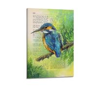 CWLLOG Canvas Prints Wall Art Posters Animal Kingfisher Illustration Frame-style Modern Living Room And Bedroom Decor 16x24inch(40x60cm)