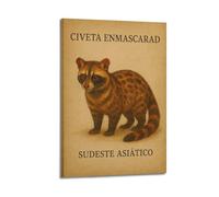 CWLLOG Canvas Prints Wall Art Posters Animal Southeast Asian Masked Civet Retro Frame-style Modern Living Room And Bedroom Decor 20x30inch(50x75cm)