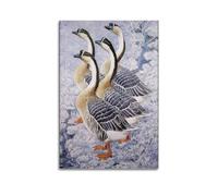 CWLLOG Canvas Prints Wall Art Posters Animal Watercolor Painting of Geese in Snow Scene Modern Living Room And Bedroom Artwork Decor 20x30inch(50x75cm)