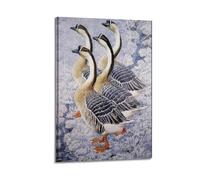 CWLLOG Canvas Prints Wall Art Posters Animal Watercolor Painting of Geese in Snow Scene Modern Living Room And Bedroom Artwork Decor 24x36inch(60x90cm)