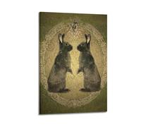 CWLLOG Canvas Prints Wall Art Posters Art Illustration Vintage Style Twin Rabbits Modern Living Room And Bedroom Artwork Decor 12x18inch(30x45cm)
