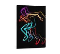 CWLLOG Canvas Prints Wall Art Posters Art Neon Black Background Dancer Line Composition Frame-style Modern Living Room And Bedroom Decor 08x12inch(20x30cm)