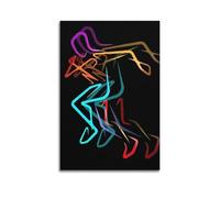 CWLLOG Canvas Prints Wall Art Posters Art Neon Black Background Dancer Line Composition Unframe-style Modern Living Room And Bedroom Decor 16x24inch(40x60cm)