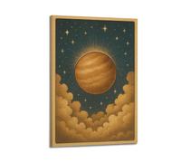 CWLLOG Canvas Prints Wall Art Posters Astronomy Starry Night Planet And Clouds Frame-style Modern Living Room And Bedroom Decor 12x18inch(30x45cm)