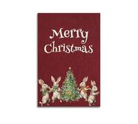 CWLLOG Canvas Prints Wall Art Posters Christmas Childlike Bunny Among Trees Shows Innocent Festivity Modern Living Room And Bedroom Artwork Decor 16x24inch(40x60cm)