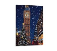 CWLLOG Canvas Prints Wall Art Posters Christmas London Street Scene Under Big Ben Exhibiting Urban Festival Modern Living Room And Bedroom Artwork Decor 12x18inch(30x45cm)