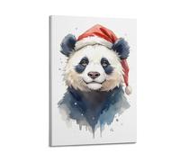 CWLLOG Canvas Prints Wall Art Posters Christmas Watercolor Panda Brimming Artistic Cuteness Modern Living Room And Bedroom Artwork Decor 12x18inch(30x45cm)