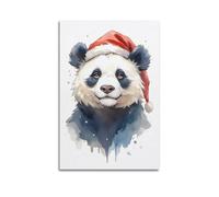 CWLLOG Canvas Prints Wall Art Posters Christmas Watercolor Panda Brimming Artistic Cuteness Modern Living Room And Bedroom Artwork Decor 16x24inch(40x60cm)