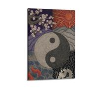 CWLLOG Canvas Prints Wall Art Posters Cultural Symbol Japanese-style Yin-Yang Tai Chi Diagram Modern Living Room And Bedroom Artwork Decor 12x18inch(30x45cm)