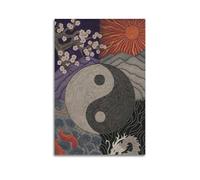 CWLLOG Canvas Prints Wall Art Posters Cultural Symbol Japanese-style Yin-Yang Tai Chi Diagram Modern Living Room And Bedroom Artwork Decor 24x36inch(60x90cm)