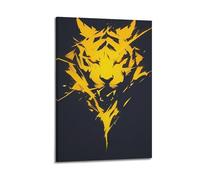 CWLLOG Canvas Prints Wall Art Posters Decor Yellow Shattered Style Tiger Head Frame-style Modern Living Room And Bedroom Decor 12x18inch(30x45cm)