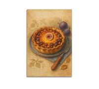 CWLLOG Canvas Prints Wall Art Posters Dessert Fig Tart Unframe-style Modern Living Room And Bedroom Decor 16x24inch(40x60cm)