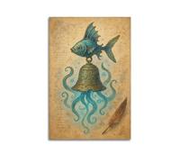 CWLLOG Canvas Prints Wall Art Posters Fantasy Fish-Shaped Octopus Tentacle Bell Unframe-style Modern Living Room And Bedroom Decor 08x12inch(20x30cm)