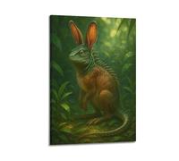 CWLLOG Canvas Prints Wall Art Posters Fantasy Jungle Rabbit Eared Lizard Monster Frame-style Modern Living Room And Bedroom Decor 20x30inch(50x75cm)