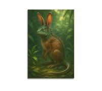 CWLLOG Canvas Prints Wall Art Posters Fantasy Jungle Rabbit Eared Lizard Monster Unframe-style Modern Living Room And Bedroom Decor 12x18inch(30x45cm)