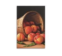 CWLLOG Canvas Prints Wall Art Posters Food Fresh Peaches in Bucket Modern Living Room And Bedroom Artwork Decor 20x30inch(50x75cm)