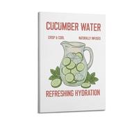 CWLLOG Canvas Prints Wall Art Posters Food Refreshing Cucumber Water Hand-Drawn Frame-style Modern Living Room And Bedroom Decor 12x18inch(30x45cm)