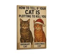 CWLLOG Canvas Prints Wall Art Posters Funny Cat Plotting to Kill You Humor Frame-style Modern Living Room And Bedroom Decor 20x30inch(50x75cm)