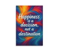 CWLLOG Canvas Prints Wall Art Posters Inspirational Happiness Is A Decision Not A Destination Unframe-style Modern Living Room And Bedroom Decor 08x12inch(20x30cm)
