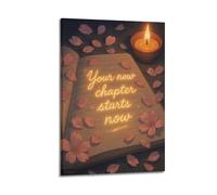 CWLLOG Canvas Prints Wall Art Posters Inspirational New Chapter Starts Now Frame-style Modern Living Room And Bedroom Decor 24x36inch(60x90cm)