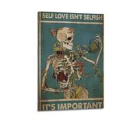 CWLLOG Canvas Prints Wall Art Posters Inspirational Self Love Isn't Selfish Skeleton Frame-style Modern Living Room And Bedroom Decor 16x24inch(40x60cm)