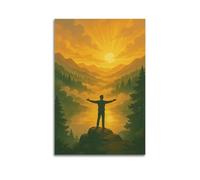 CWLLOG Canvas Prints Wall Art Posters Inspirational Sunrise Lake Mountain Nature Hug Unframe-style Modern Living Room And Bedroom Decor 16x24inch(40x60cm)