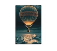 CWLLOG Canvas Prints Wall Art Posters Landscape Golden Hot Air Balloon over Sea Unframe-style Modern Living Room And Bedroom Decor 08x12inch(20x30cm)