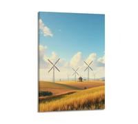 CWLLOG Canvas Prints Wall Art Posters Landscape Minimalist Pastoral Wind Farm Modern Living Room And Bedroom Artwork Decor 24x36inch(60x90cm)