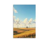 CWLLOG Canvas Prints Wall Art Posters Landscape Minimalist Pastoral Wind Farm Modern Living Room And Bedroom Artwork Decor 08x12inch(20x30cm)