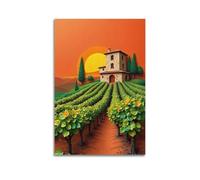 CWLLOG Canvas Prints Wall Art Posters Landscape Tuscan Vineyard Sunset Modern Living Room And Bedroom Artwork Decor 16x24inch(40x60cm)