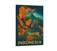 CWLLOG Canvas Prints Wall Art Posters Map Indonesia Landscape Frame-style Modern Living Room And Bedroom Decor 20x30inch(50x75cm)