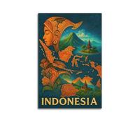 CWLLOG Canvas Prints Wall Art Posters Map Indonesia Landscape Unframe-style Modern Living Room And Bedroom Decor 12x18inch(30x45cm)