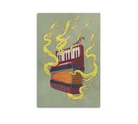 CWLLOG Canvas Prints Wall Art Posters Music Accordion Flame Unframe-style Modern Living Room And Bedroom Decor 12x18inch(30x45cm)