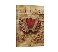 CWLLOG Canvas Prints Wall Art Posters Music Retro Accordion Sheet Frame-style Modern Living Room And Bedroom Decor 12x18inch(30x45cm)
