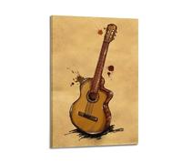CWLLOG Canvas Prints Wall Art Posters Music Vintage Guitar Illustration Frame-style Modern Living Room And Bedroom Decor 16x24inch(40x60cm)