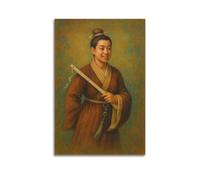 CWLLOG Canvas Prints Wall Art Posters People Ancient Scholar with Fan Unframe-style Modern Living Room And Bedroom Decor 24x36inch(60x90cm)